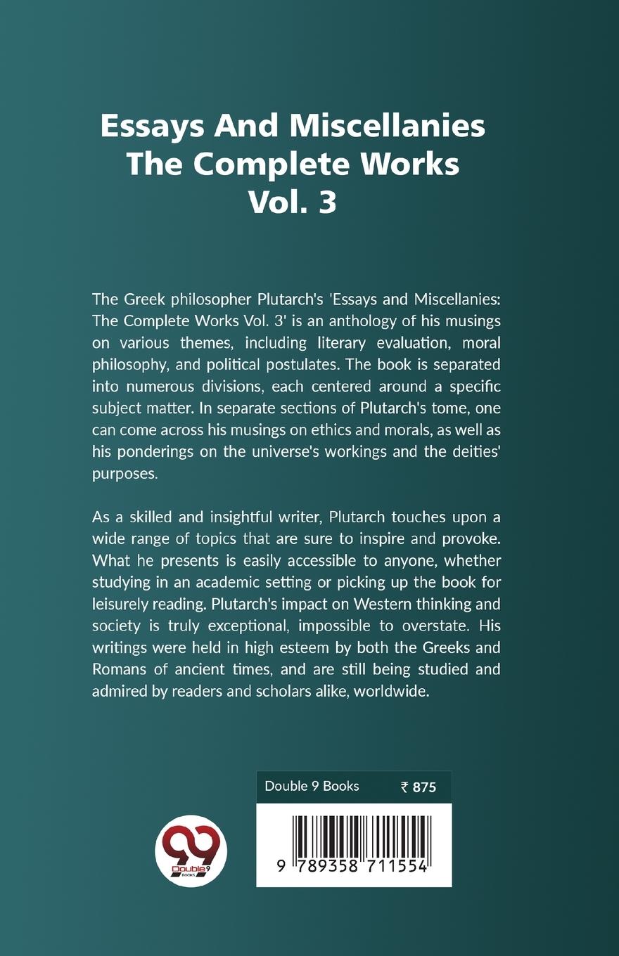 Rückseitencover Essays And Miscellanies The Complete Works Vol 3