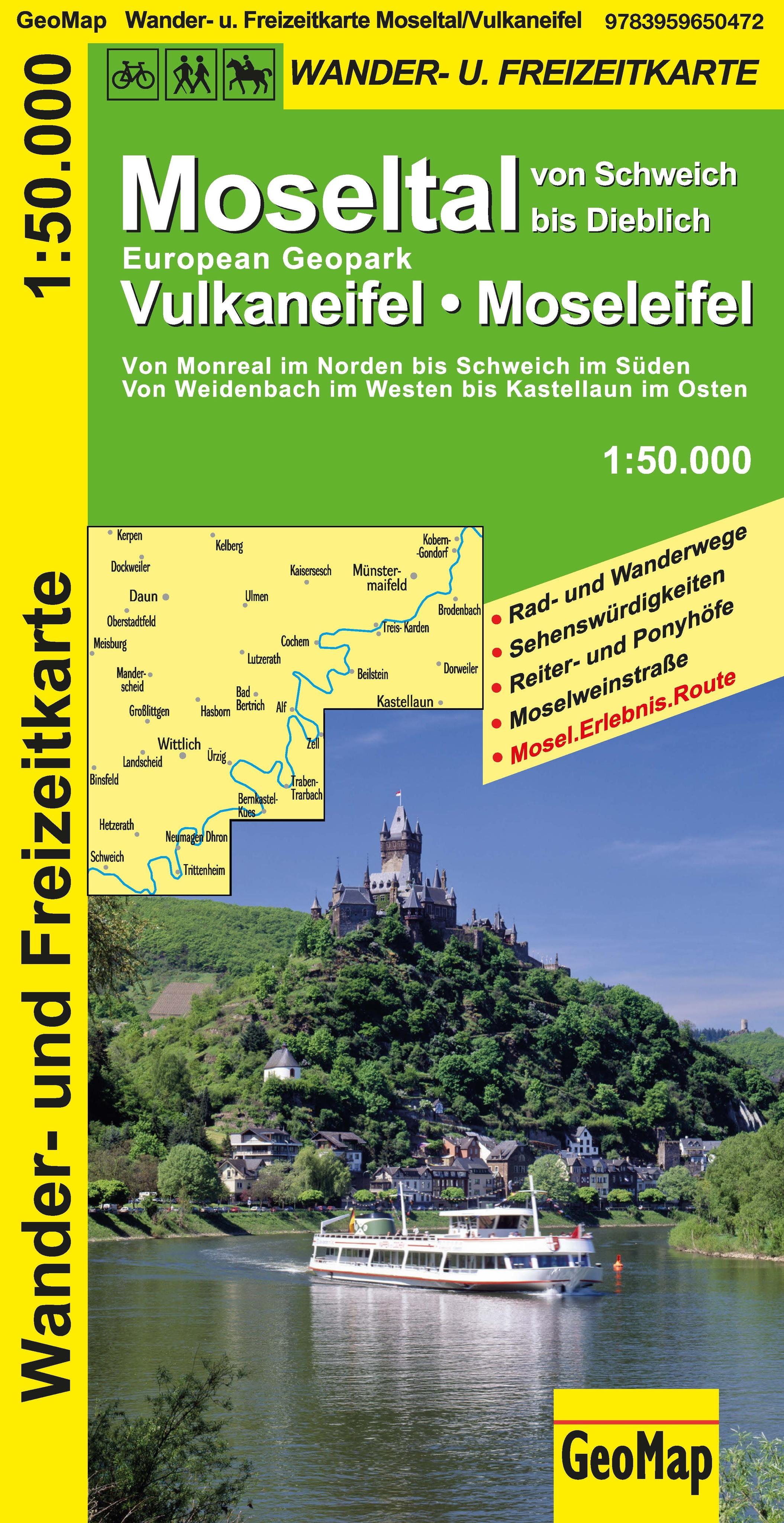 Vorderes Coverbild Moseltal, Vulkaneifel, Moseleifel Wander- und Freizeitkarte