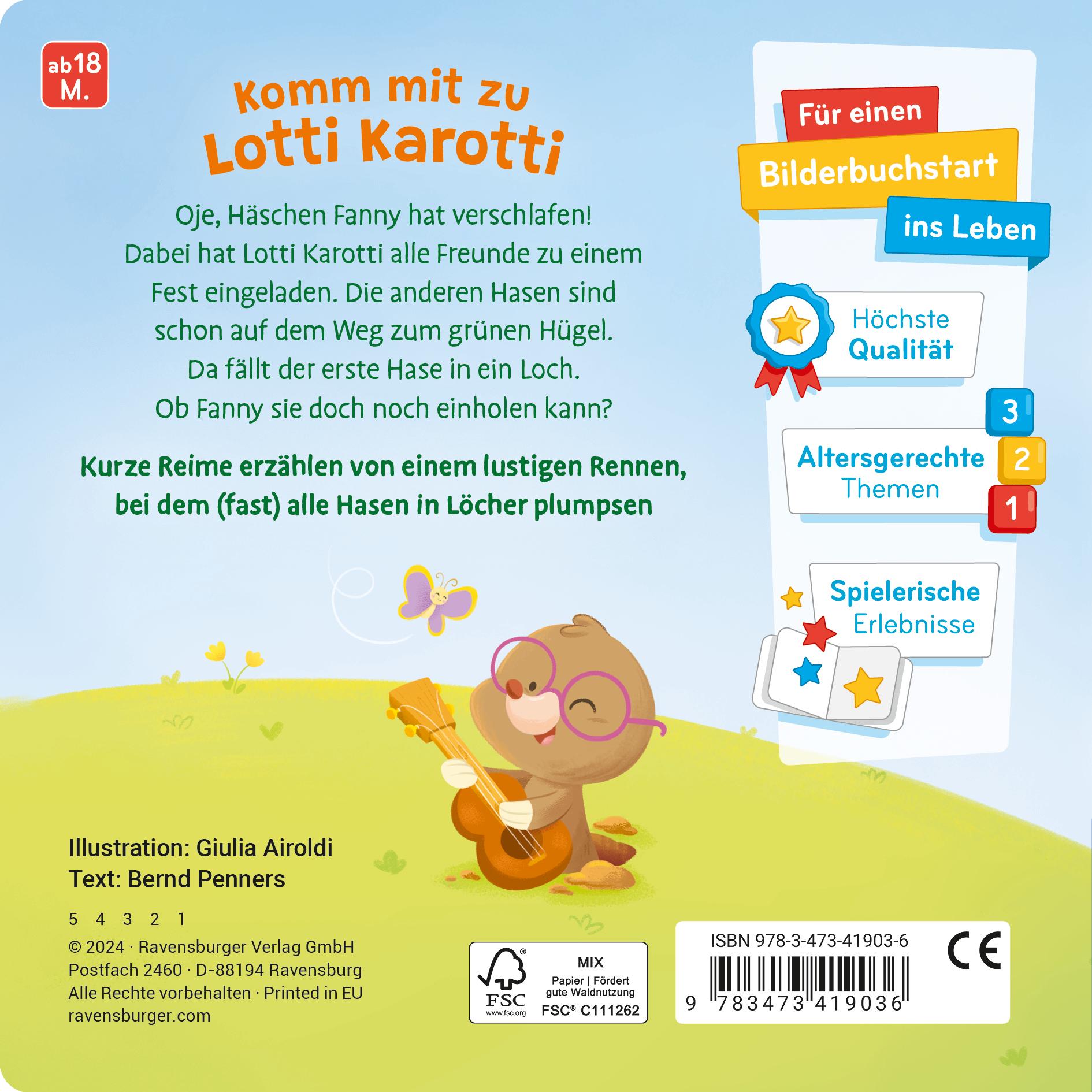 Rückseitencover Mein erstes Lotti Karott: Das lustige Hasenrennen - ein Buch für kleine Fans des Kinderspiel-Klassikers Lotti Karotti