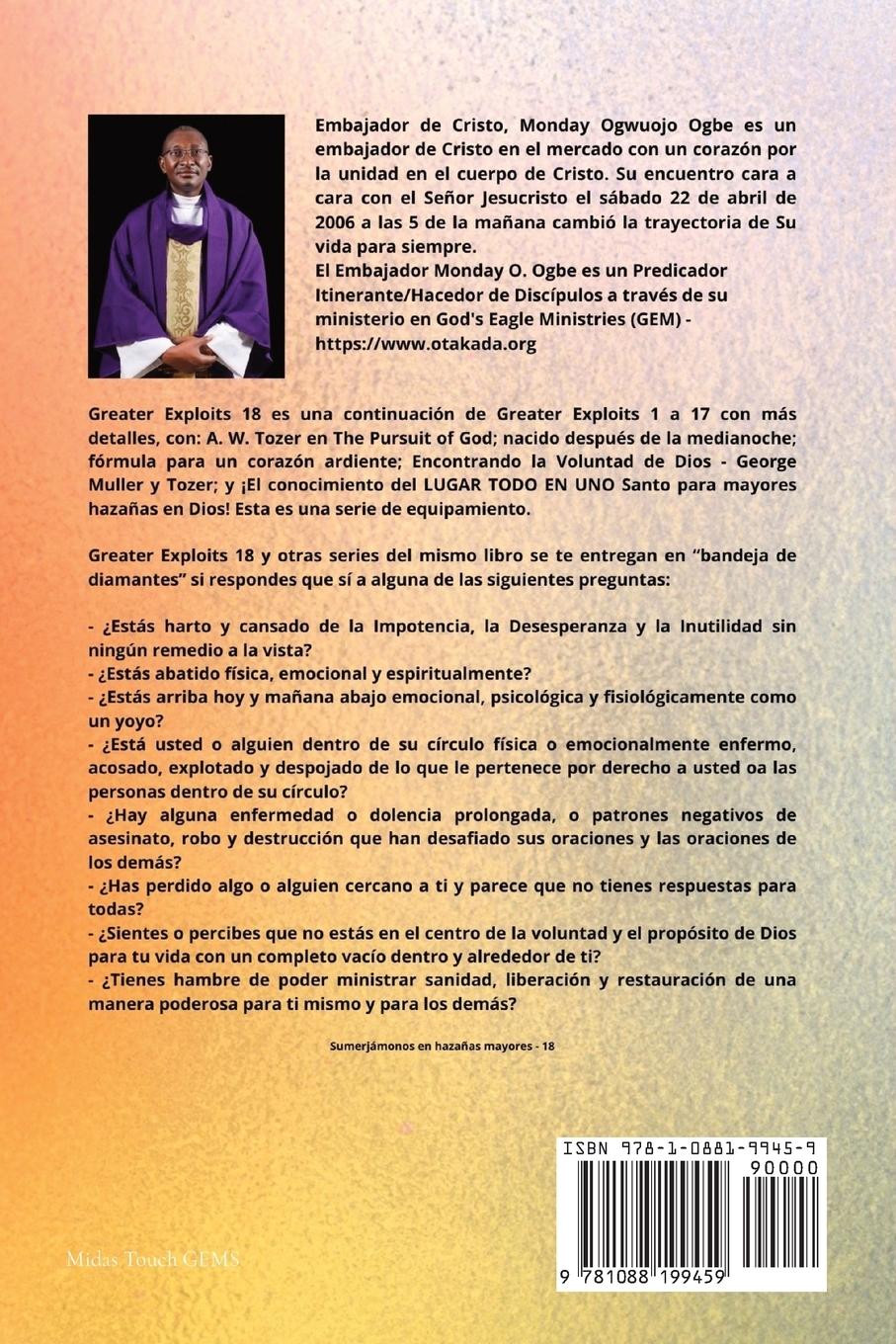 Rückseitencover Mayores hazañas - 18 Con - AW Tozer en En busca de Dios; nacido después de la medianoche; fórmula..