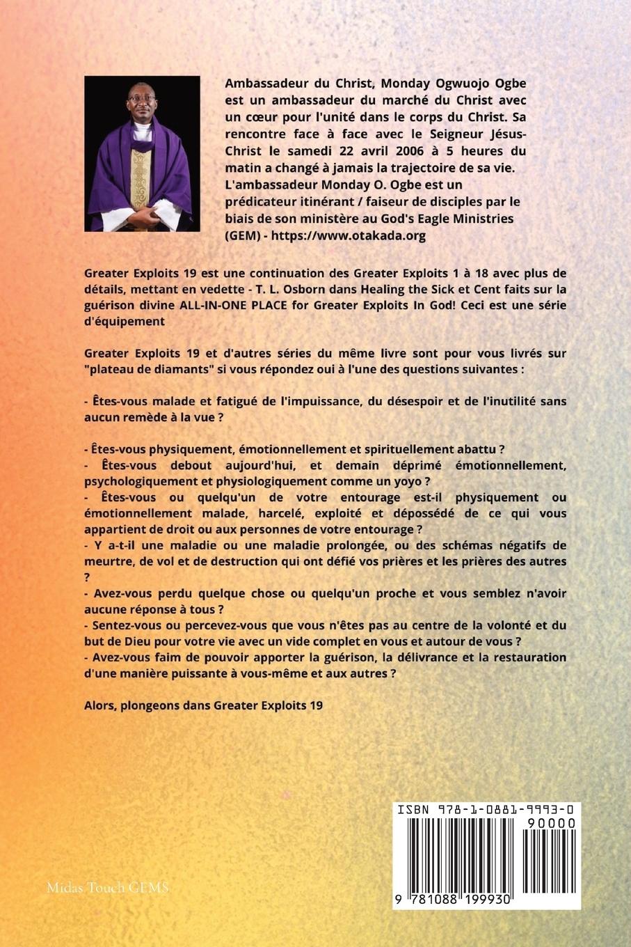 Rückseitencover Grands Exploits - 19 Mettant en vedette - TL Osborn dans la guérison des malades et cent faits..