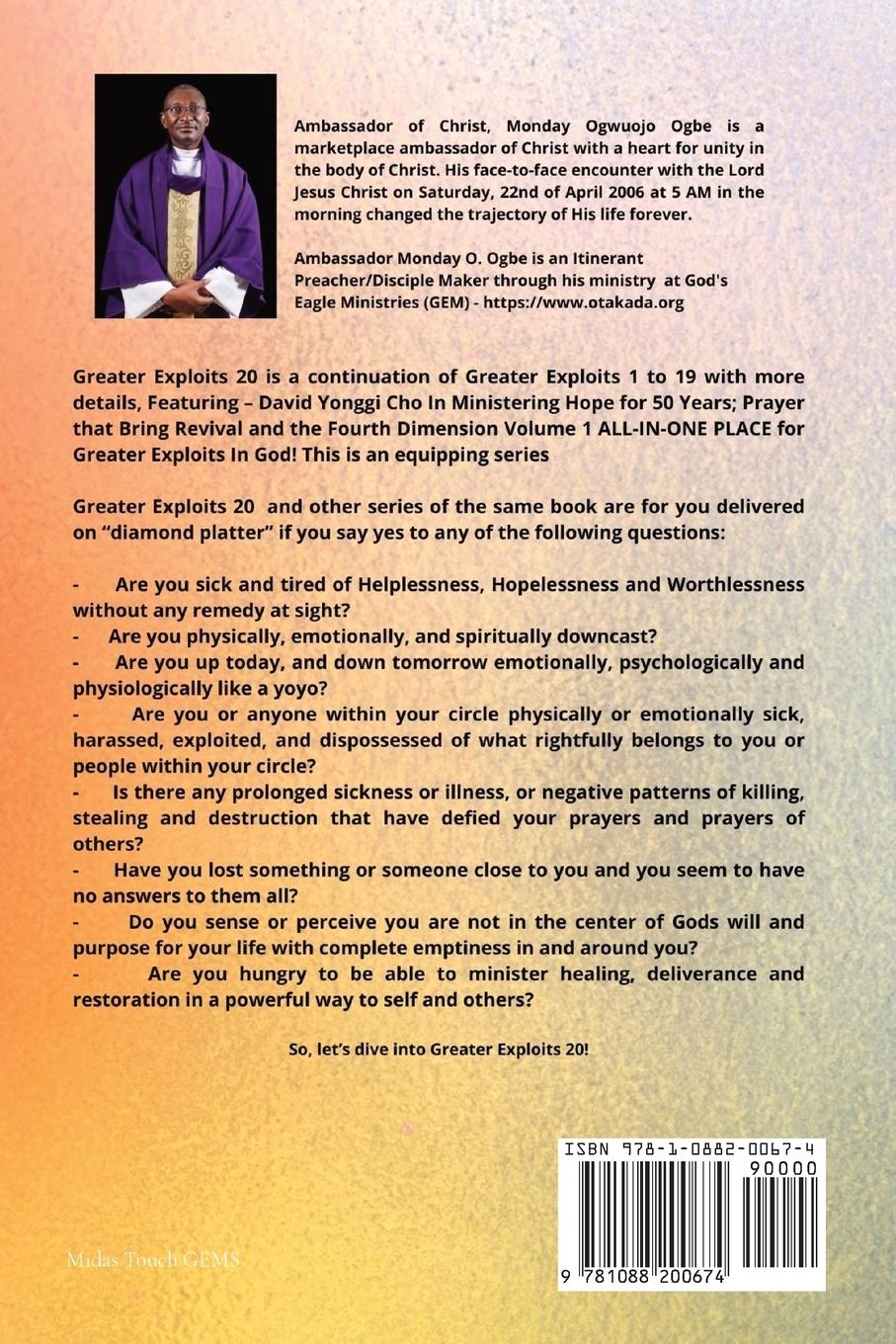 Rückseitencover Greater Exploits - 20  Featuring - David Yonggi Cho In Ministering Hope for 50 Years;..