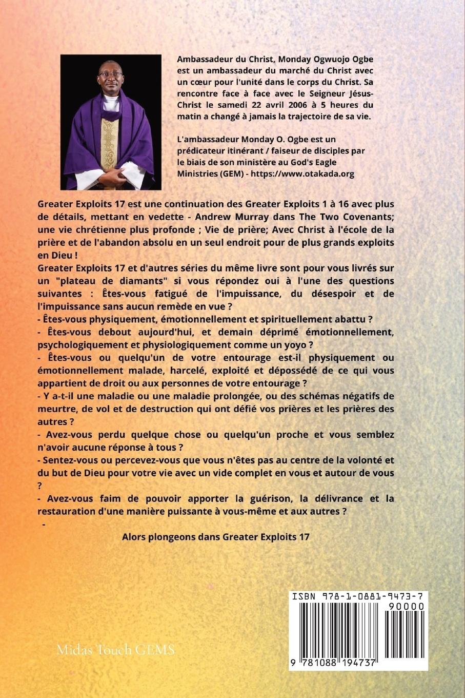 Rückseitencover Grands Exploits - 17 Mettant en vedette - Andrew Murray dans les deux Pactes; une vie chrétienne..