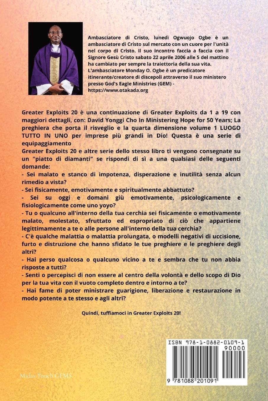 Rückseitencover Grandi imprese - 20 Con - David Yonggi Cho Nel ministero della speranza per 50 anni; ..