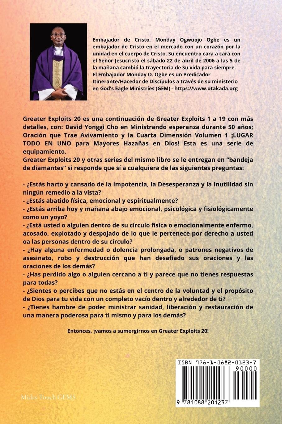 Rückseitencover Grandes hazañas - 20  Con - David Yonggi Cho en Ministrando esperanza por 50 años; Oración..