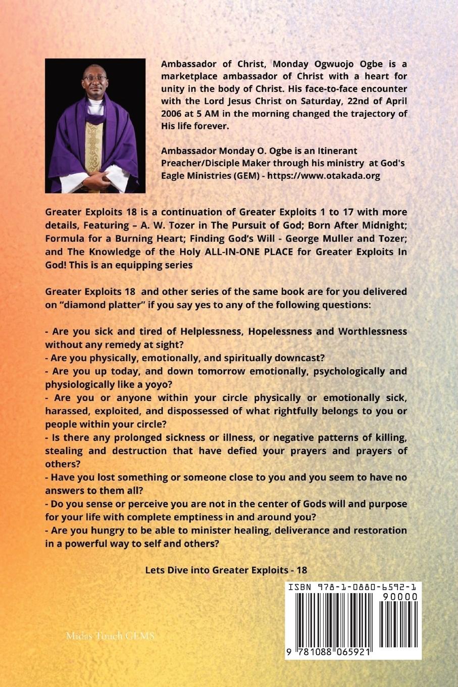 Rückseitencover Greater Exploits - 18  Featuring - A. W. Tozer in The Pursuit of God; Born After Midnight;..