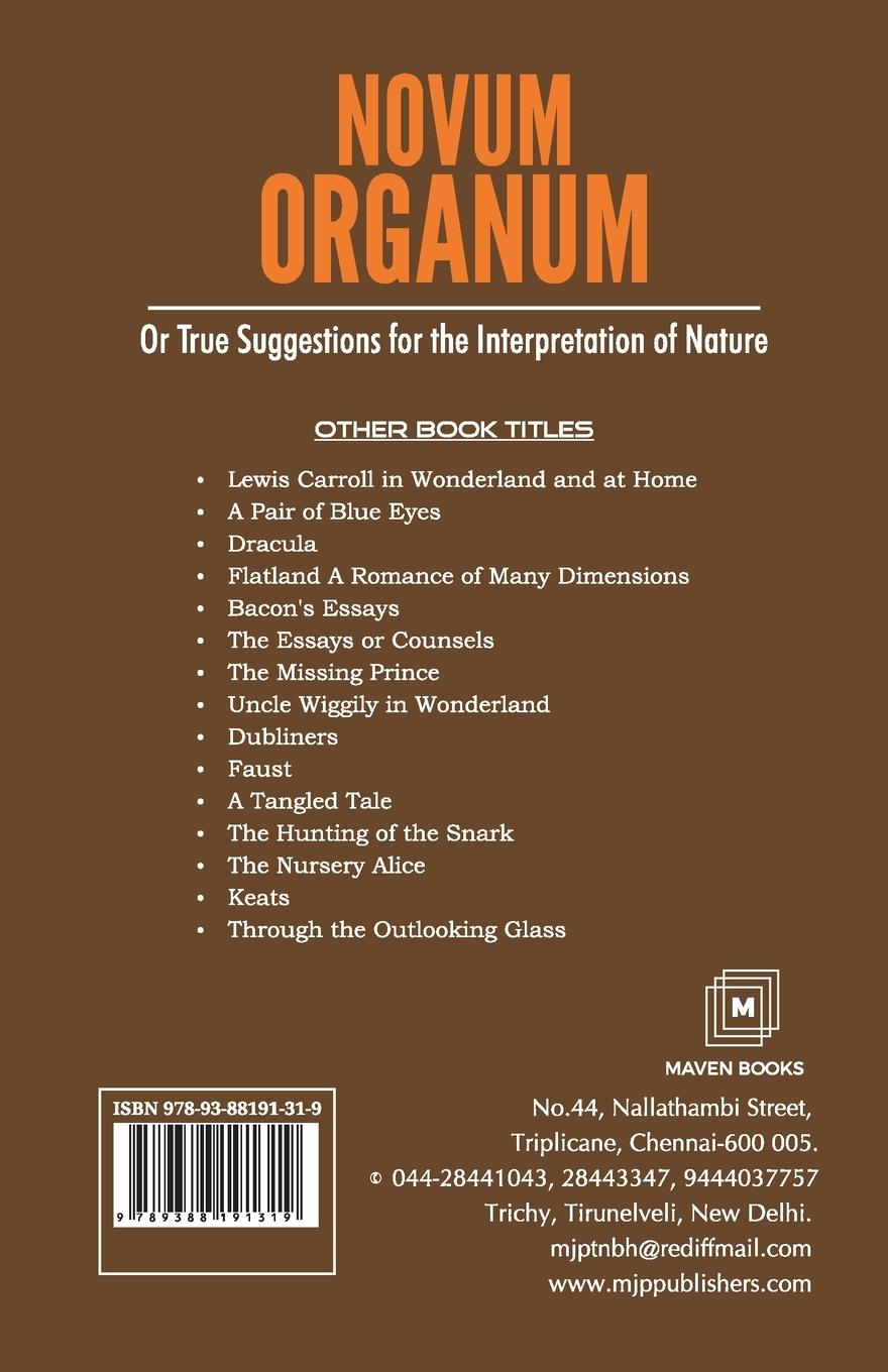 Rückseitencover NOVUM ORGANUM Or True Suggestions for the Interpretation of Nature