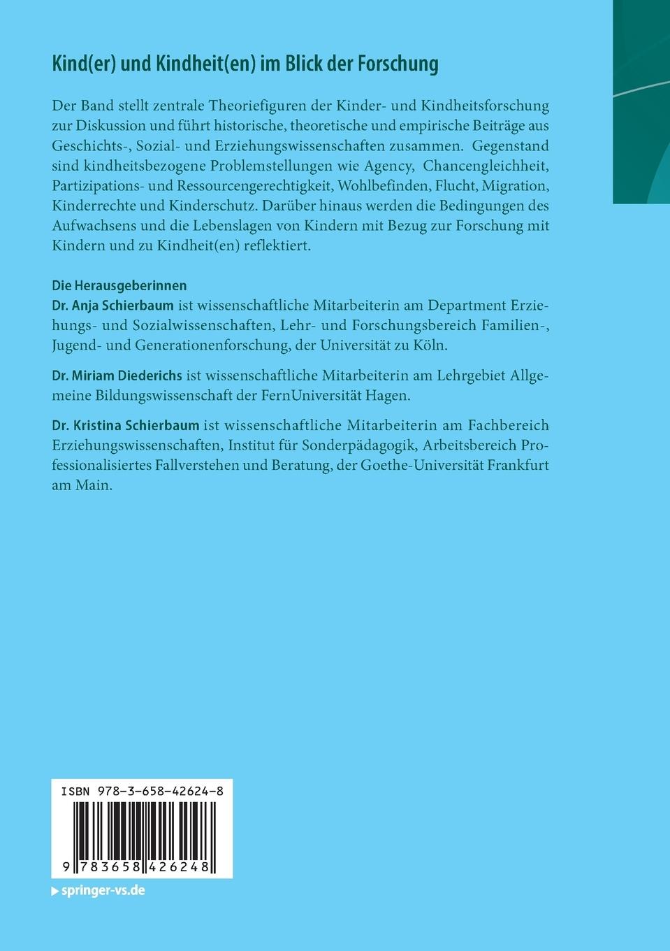 Rückseitencover Kind(er) und Kindheit(en) im Blick der Forschung