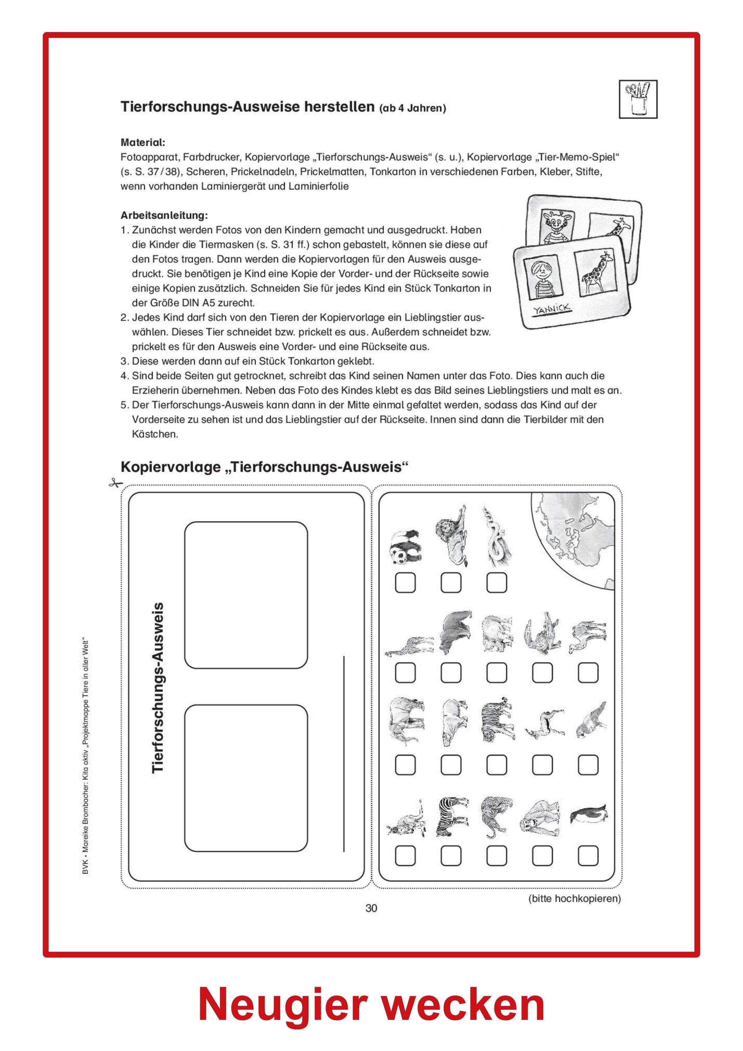 Beispielinhalt (Bild) Kita aktiv Projektmappe Tiere in aller Welt