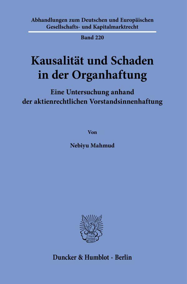 Vorderes Coverbild Kausalität und Schaden in der Organhaftung.