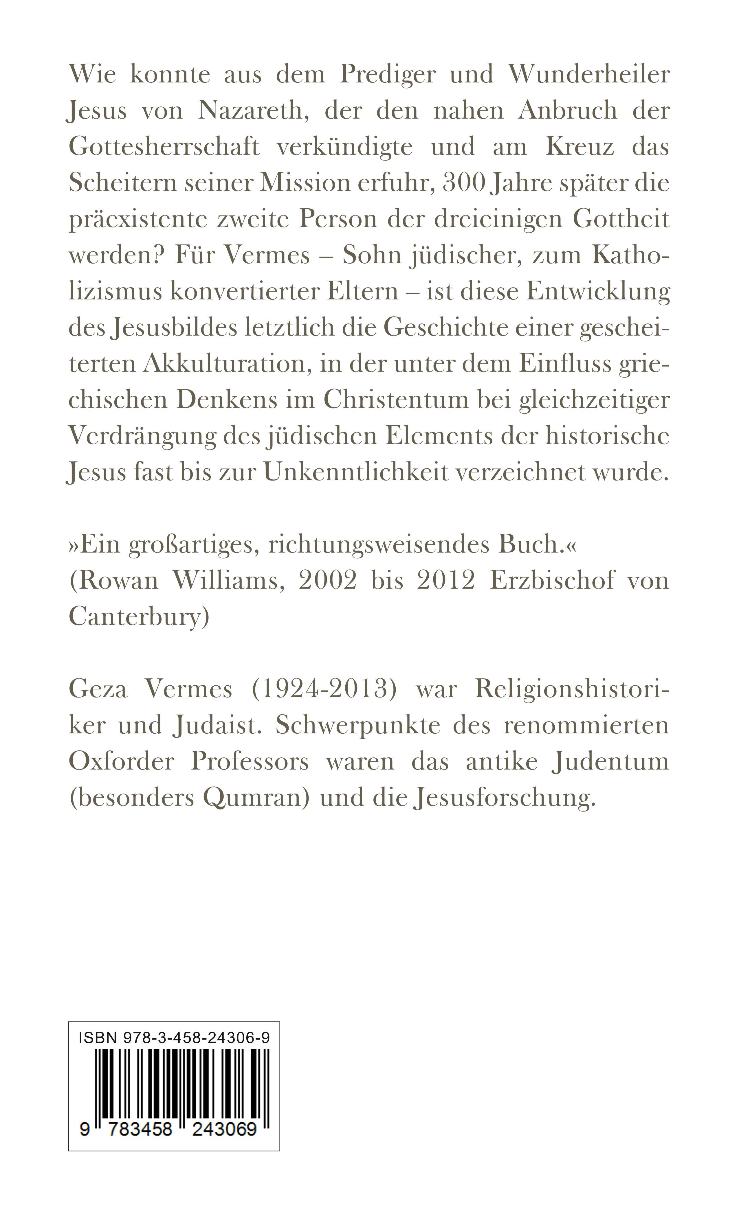Rückseitencover Vom Jesus der Geschichte zum Christus des Dogmas