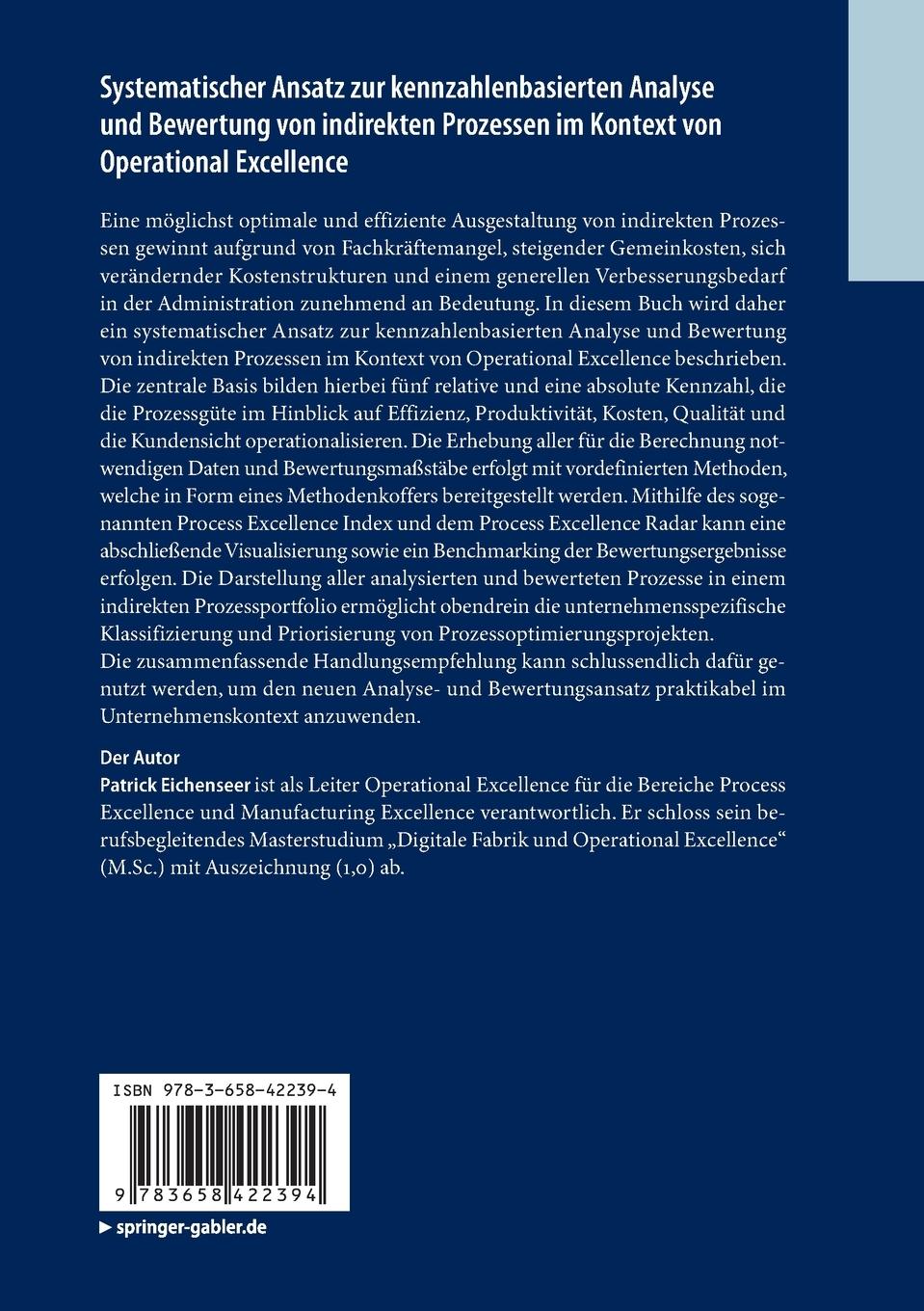 Rückseitencover Systematischer Ansatz zur kennzahlenbasierten Analyse und Bewertung von indirekten Prozessen im Kontext von Operational Excellence