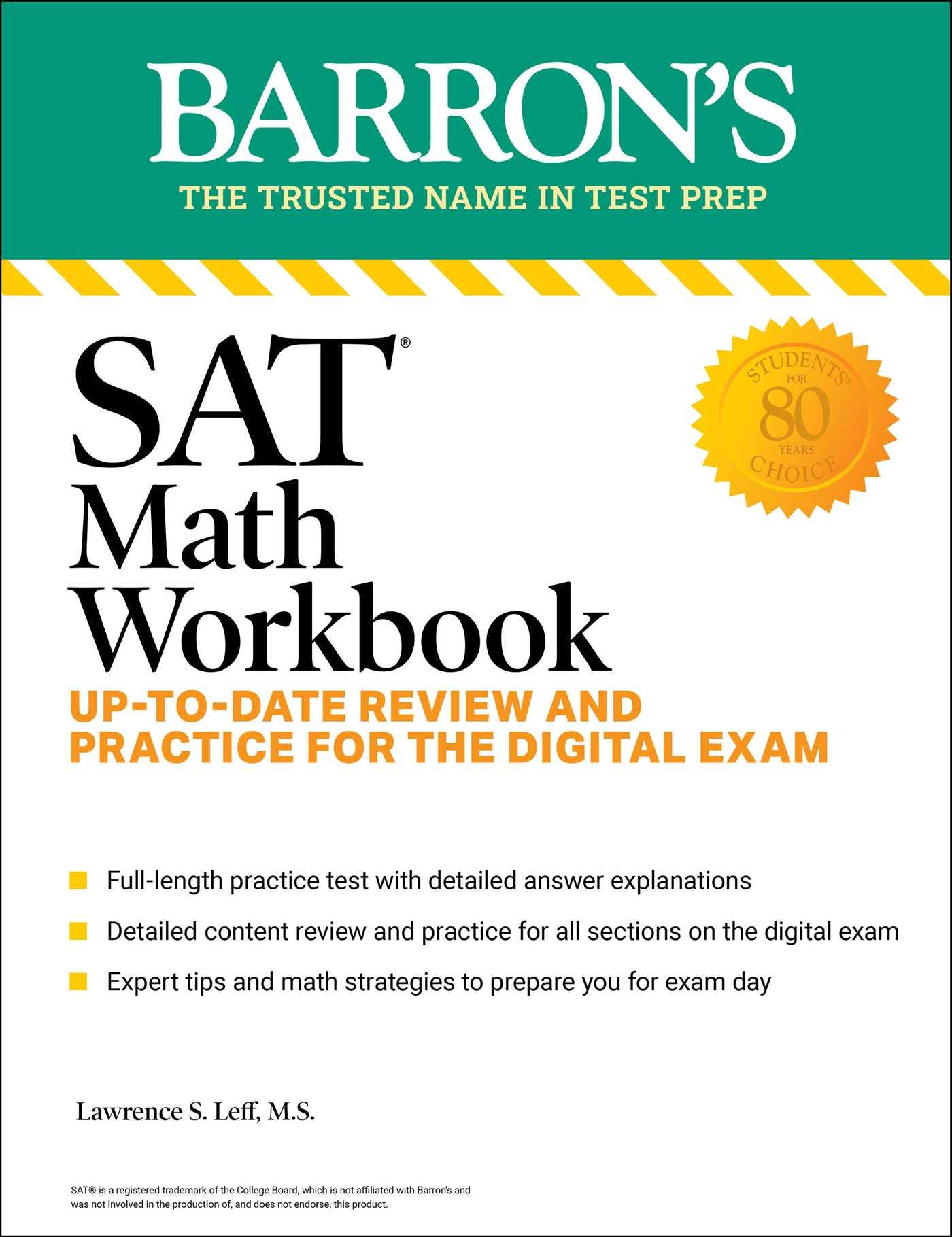 Vorderes Coverbild SAT Math Workbook: Up-To-Date Practice for the Digital Exam