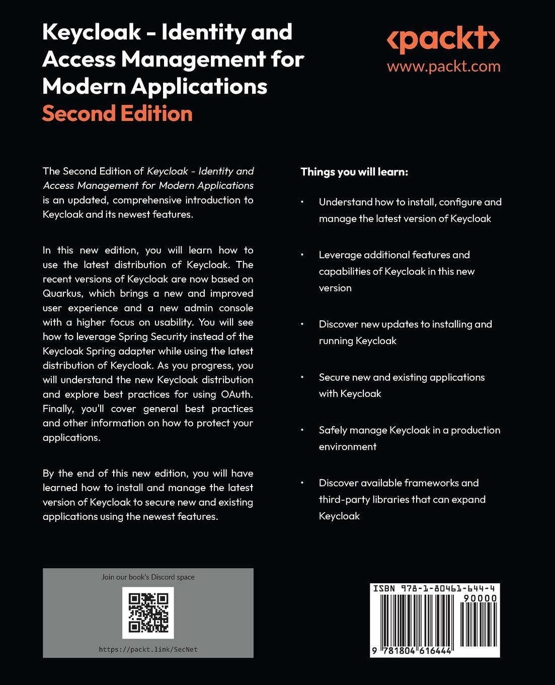 Rückseitencover Keycloak - Identity and Access Management for Modern Applications - Second Edition
