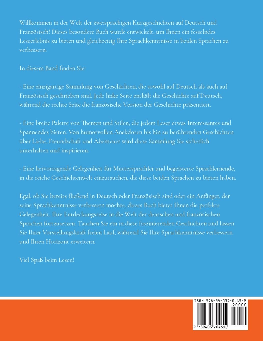 Rückseitencover Kurzgeschichten auf Französisch Französisch und Deutsch Nebeneinander