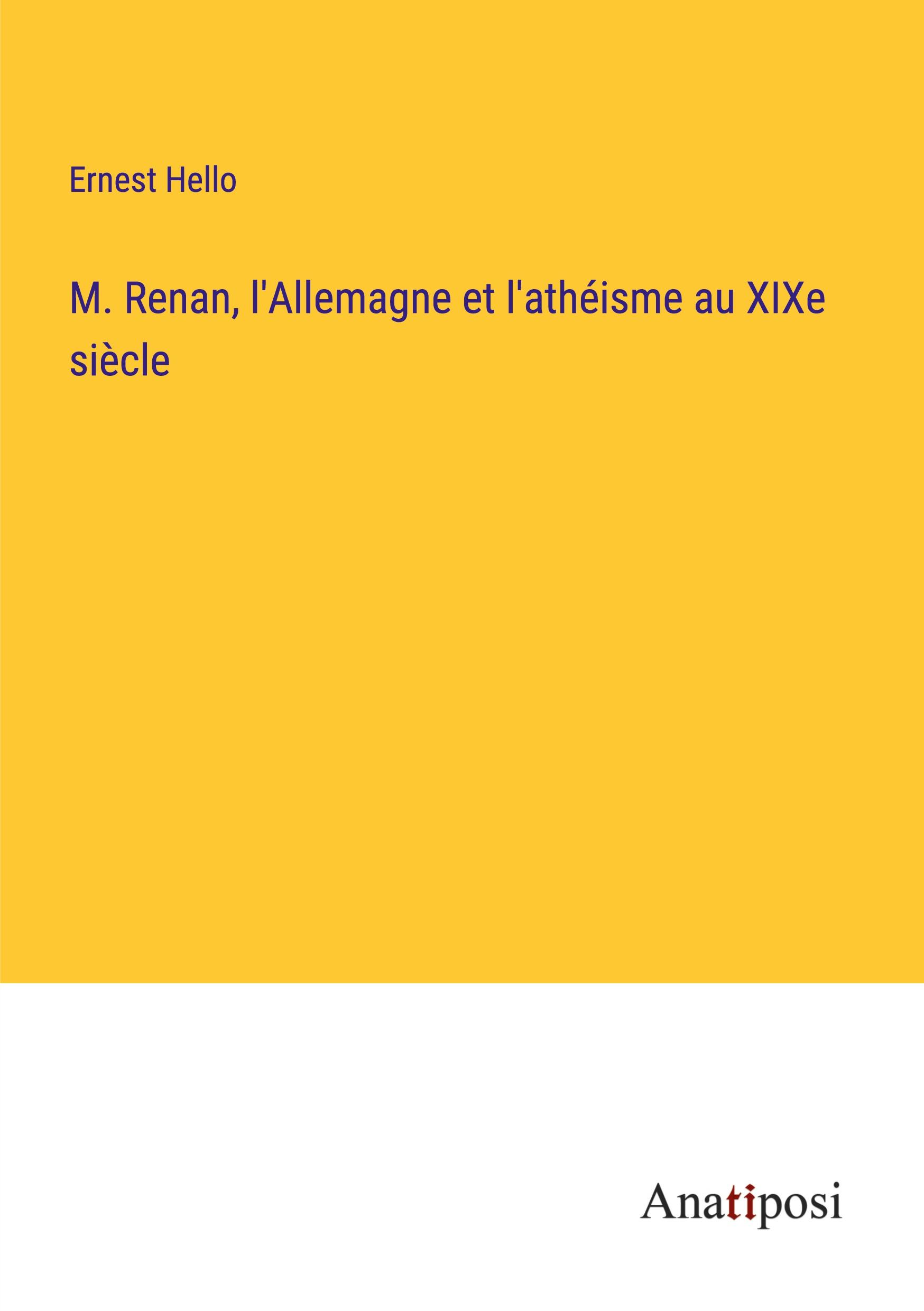 Vorderes Coverbild M. Renan, l'Allemagne et l'athéisme au XIXe siècle