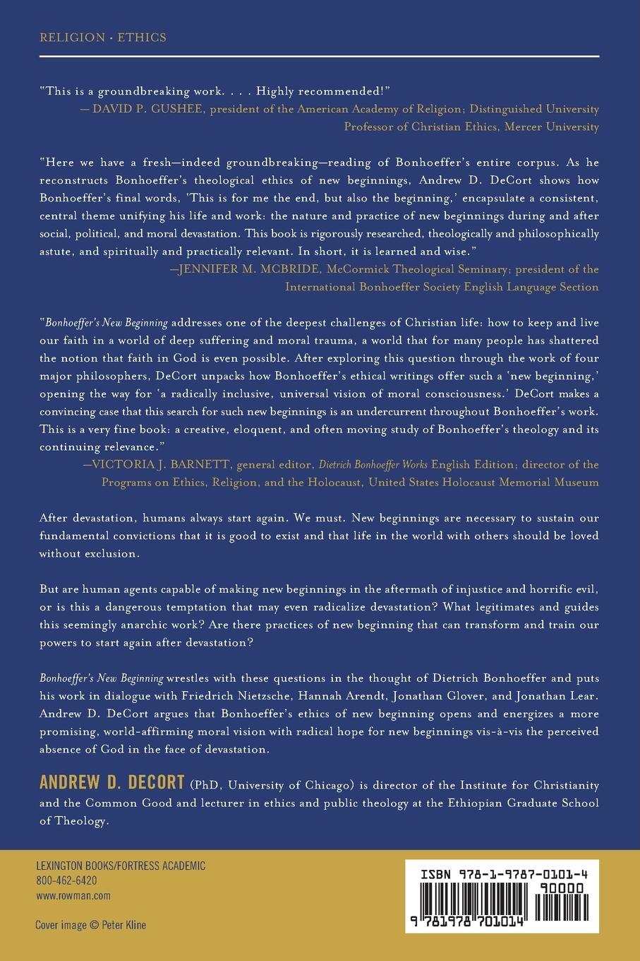 Rückseitencover Bonhoeffer's New Beginning