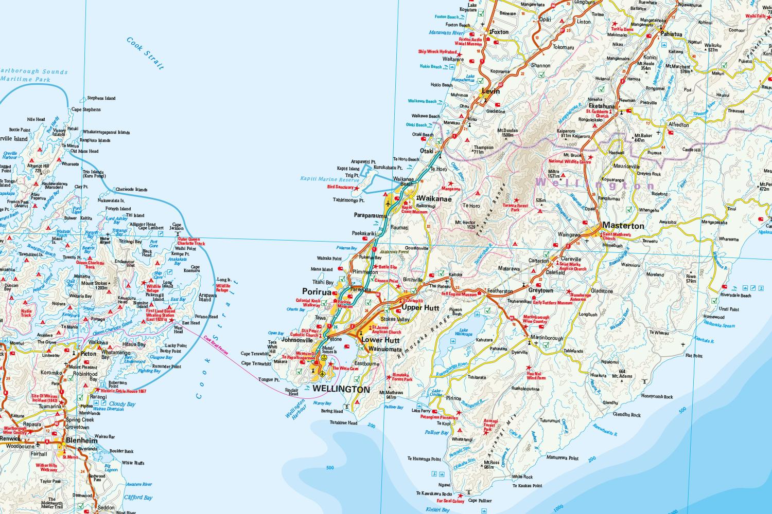 Beispielinhalt (Bild) Reise Know-How Landkarte Neuseeland, Nordinsel / New Zealand, North Island (1:550.000)