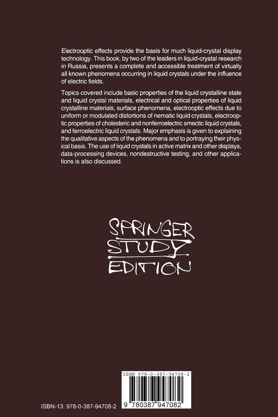 Rückseitencover Electrooptic Effects in Liquid Crystal Materials