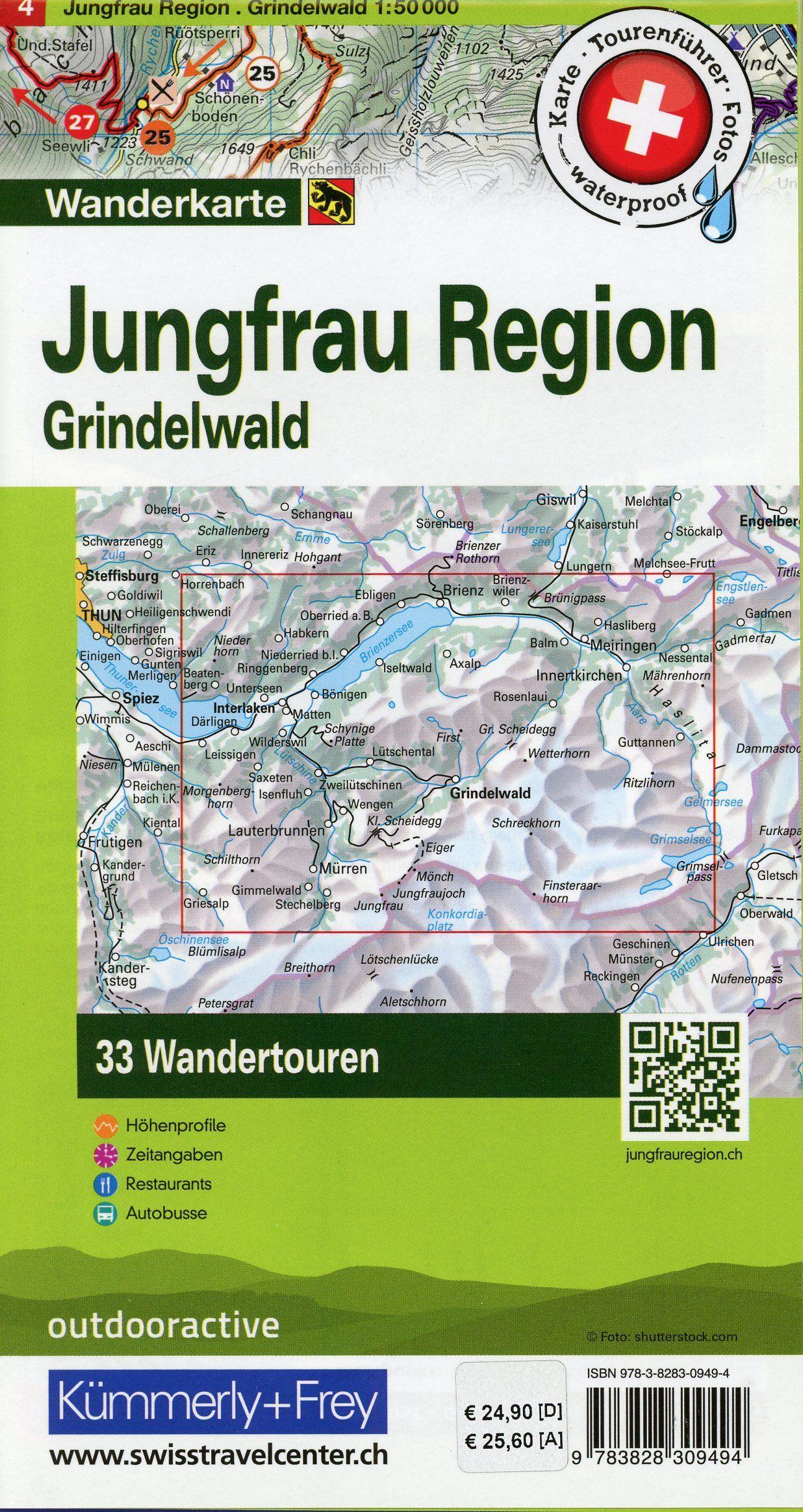 Beispielinhalt (Bild) Kümmerly+Frey Wandertourenkarte 4 Jungfrau Region, Grindelwald 1:50.000