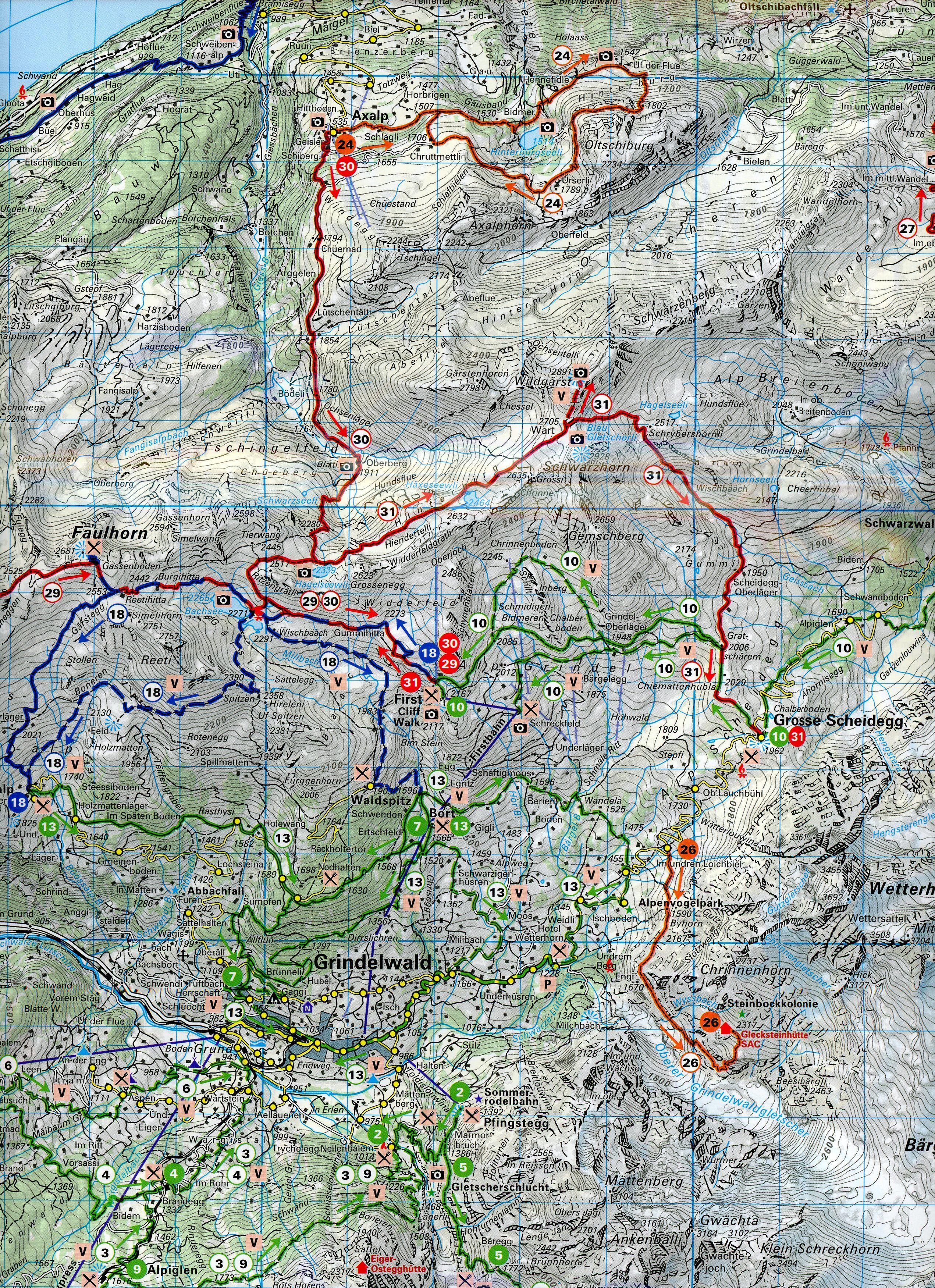 Beispielinhalt (Bild) Kümmerly+Frey Wandertourenkarte 4 Jungfrau Region, Grindelwald 1:50.000