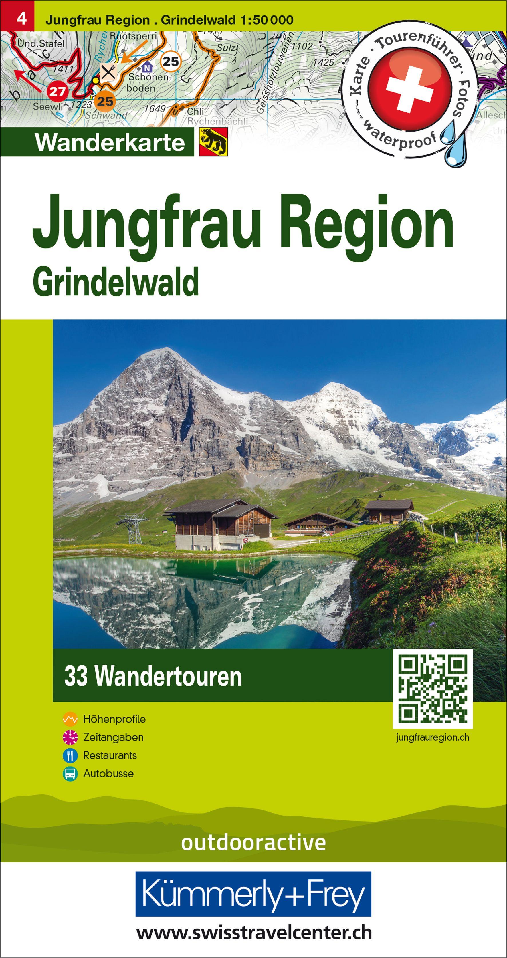 Vorderes Coverbild Kümmerly+Frey Wandertourenkarte 4 Jungfrau Region, Grindelwald 1:50.000