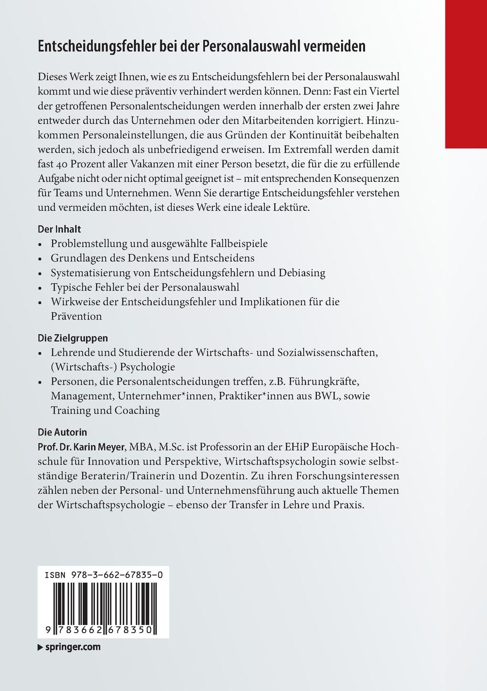 Rückseitencover Entscheidungsfehler bei der Personalauswahl vermeiden