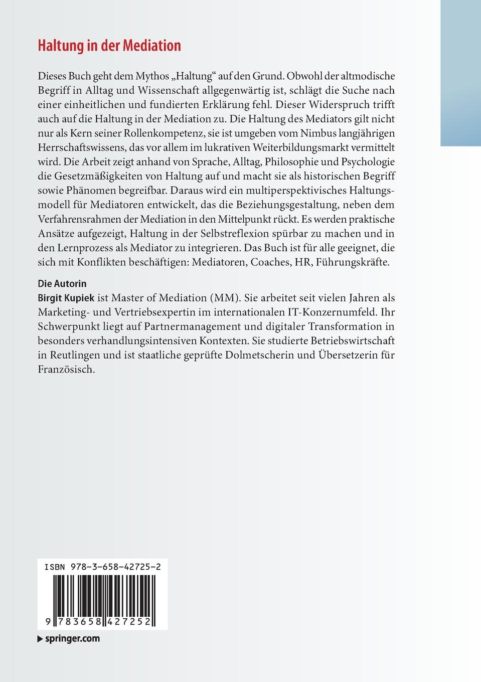 Rückseitencover Haltung in der Mediation