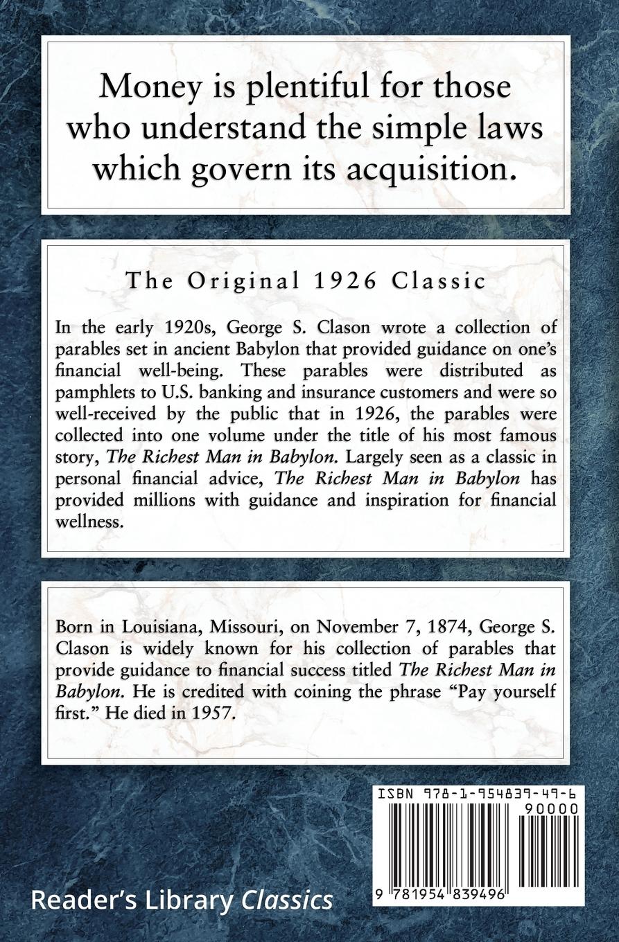 Rückseitencover The Richest Man in Babylon - The Original 1926 Classic (Reader's Library Classics)