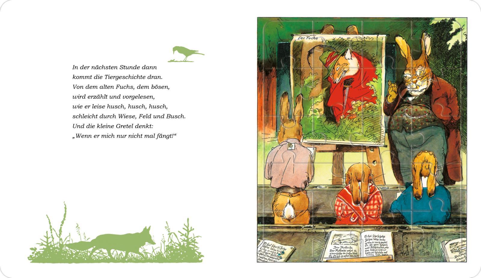 Beispielinhalt (Bild) Die Häschenschule: Ein lustiges Puzzlebuch