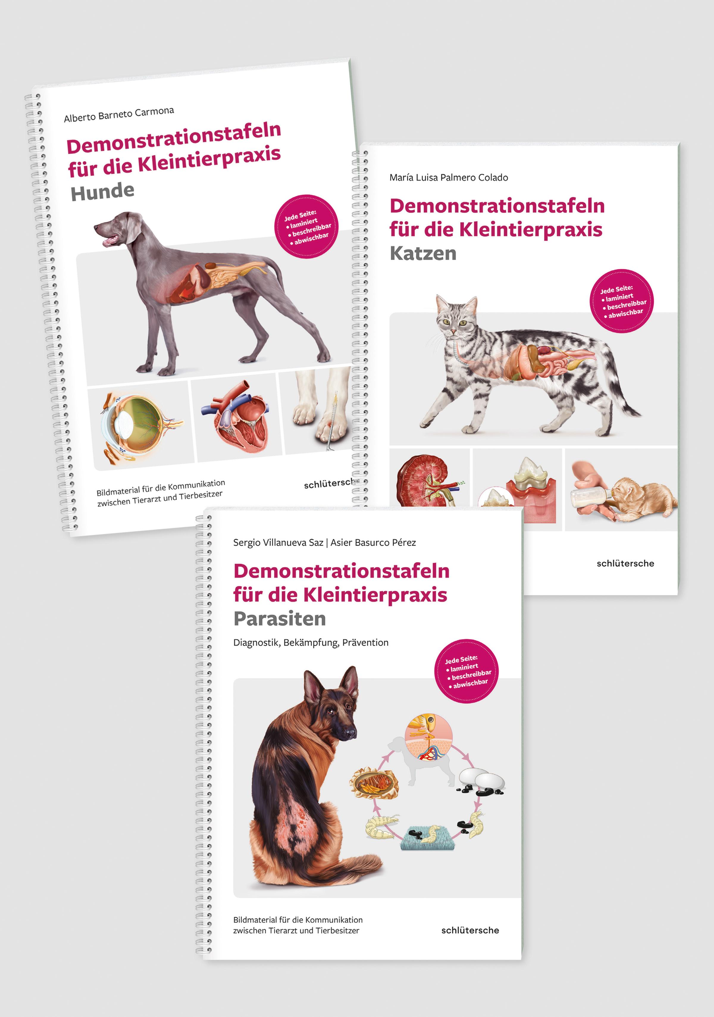 Vorderes Coverbild Demonstrationstafeln für die Kleintierpraxis Hund, Katze und Parasiten 3 Bde. im SET
