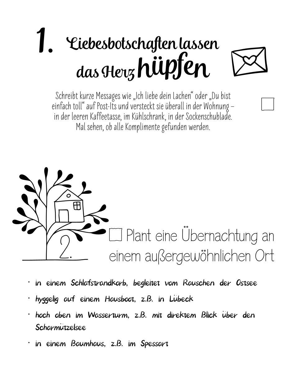 Beispielinhalt (Bild) Die NEUE Bucket List für Paare