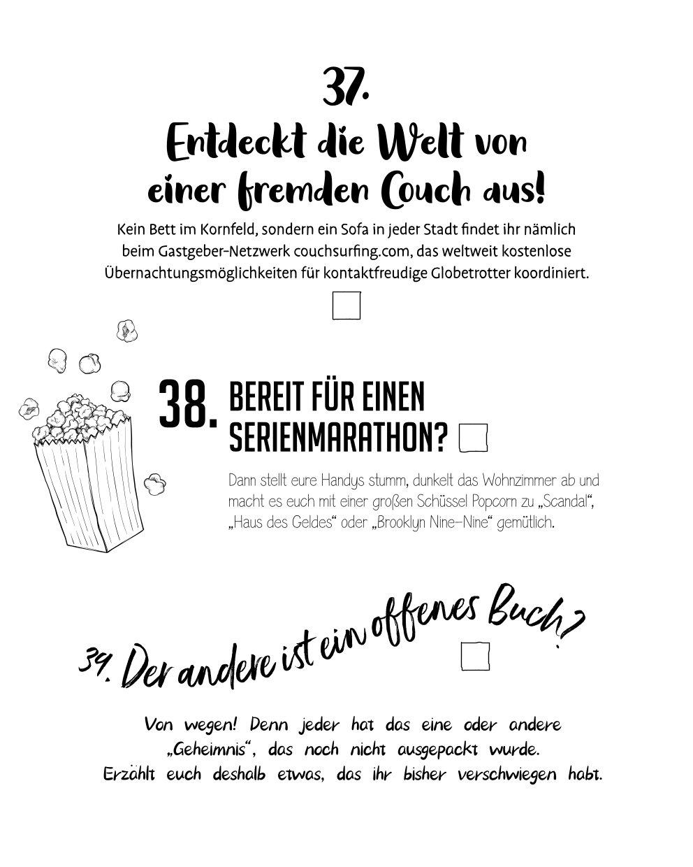 Beispielinhalt (Bild) Die NEUE Bucket List für Paare