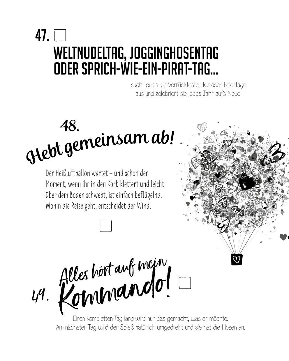 Beispielinhalt (Bild) Die NEUE Bucket List für Paare