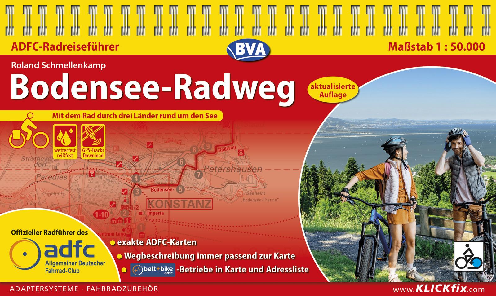 Vorderes Coverbild ADFC-Radreiseführer Bodensee-Radweg 1:50.000 praktische Spiralbindung, reiß- und wetterfest, GPS-Tracks Download