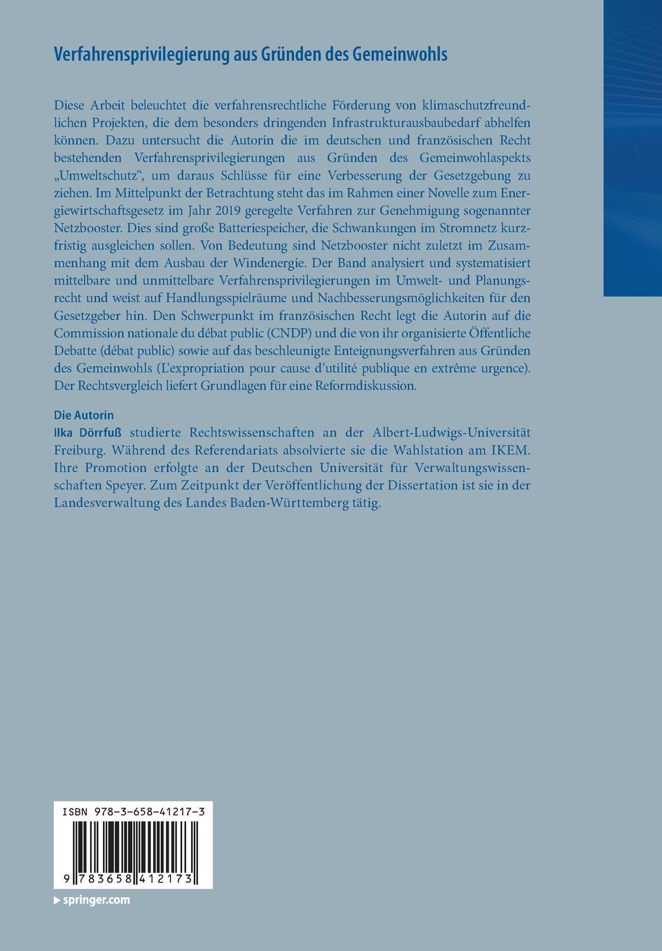 Rückseitencover Verfahrensprivilegierung aus Gründen des Gemeinwohls