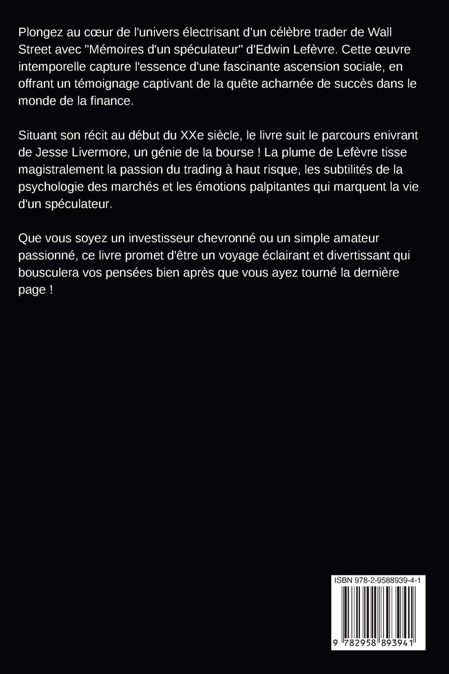 Rückseitencover Mémoires d'un spéculateur (Traduit)