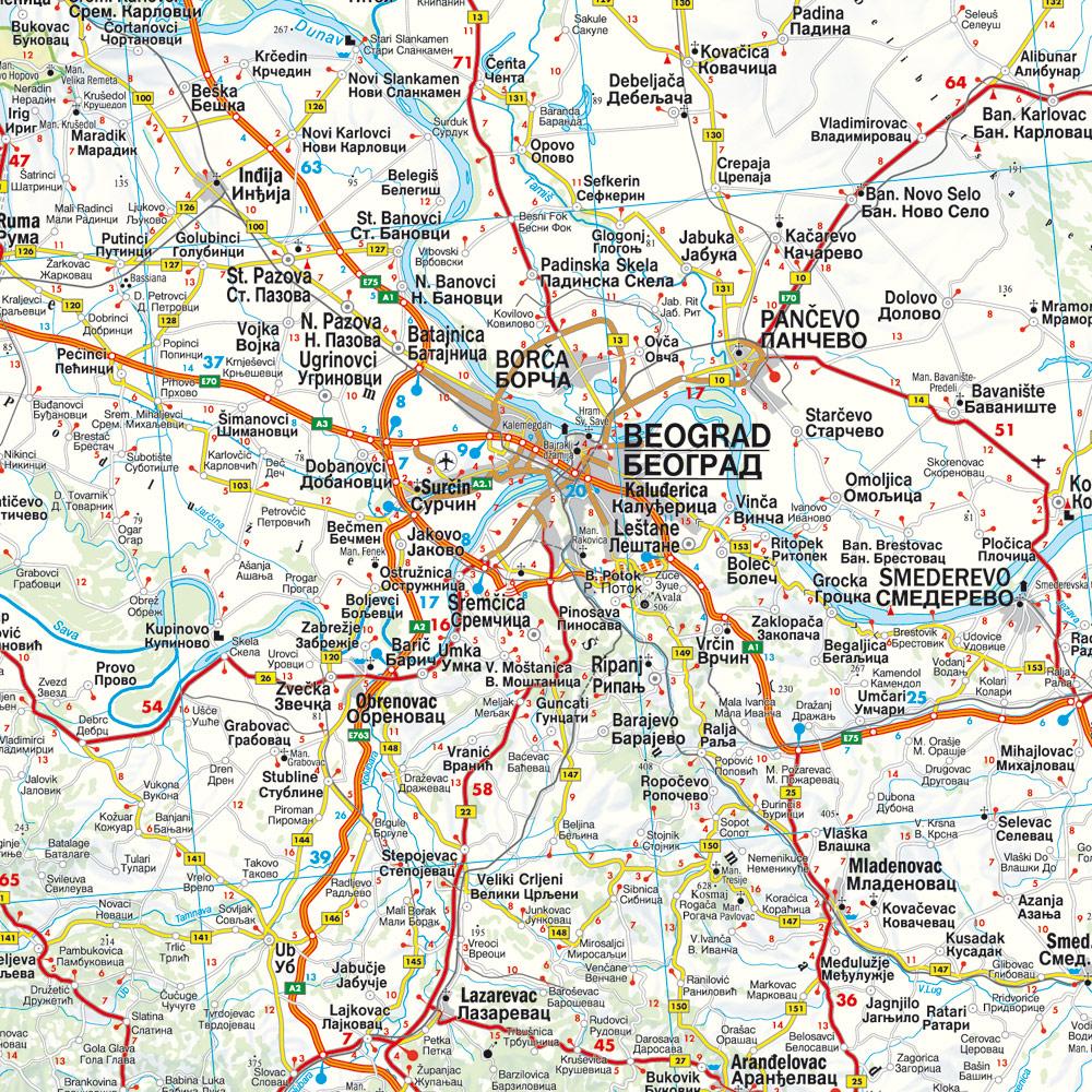 Beispielinhalt (Bild) Slowenien - Kroatien - Serbien - Bosnien-Herzegowina - Montenegro - Kosovo - Nordmazedonien, Straßenkarte 1:600.000, freytag & berndt