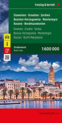 Vorderes Coverbild Slowenien - Kroatien - Serbien - Bosnien-Herzegowina - Montenegro - Kosovo - Nordmazedonien, Straßenkarte 1:600.000, freytag & berndt