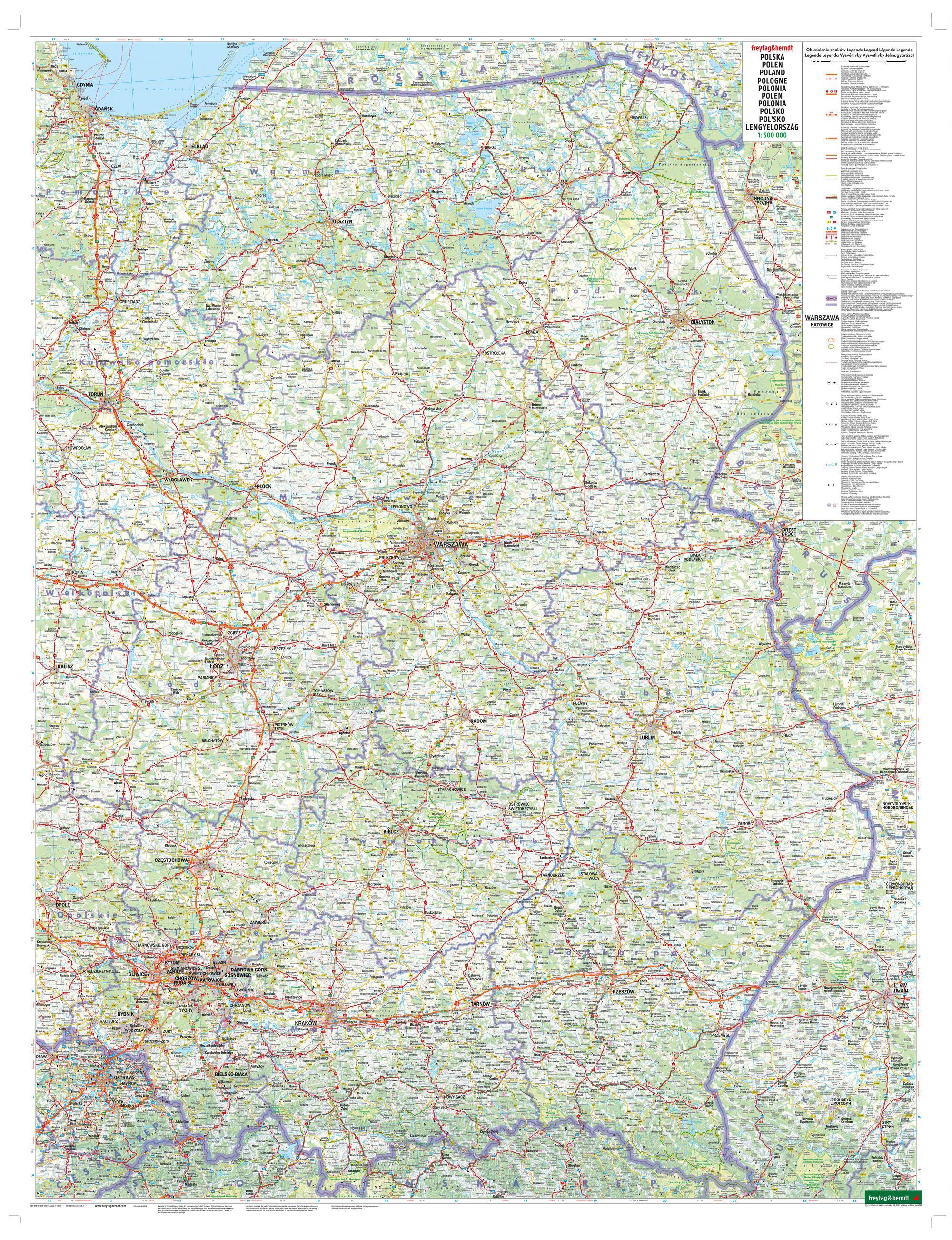 Beispielinhalt (Bild) Polen, Straßenkarte 1:500.000, freytag & berndt