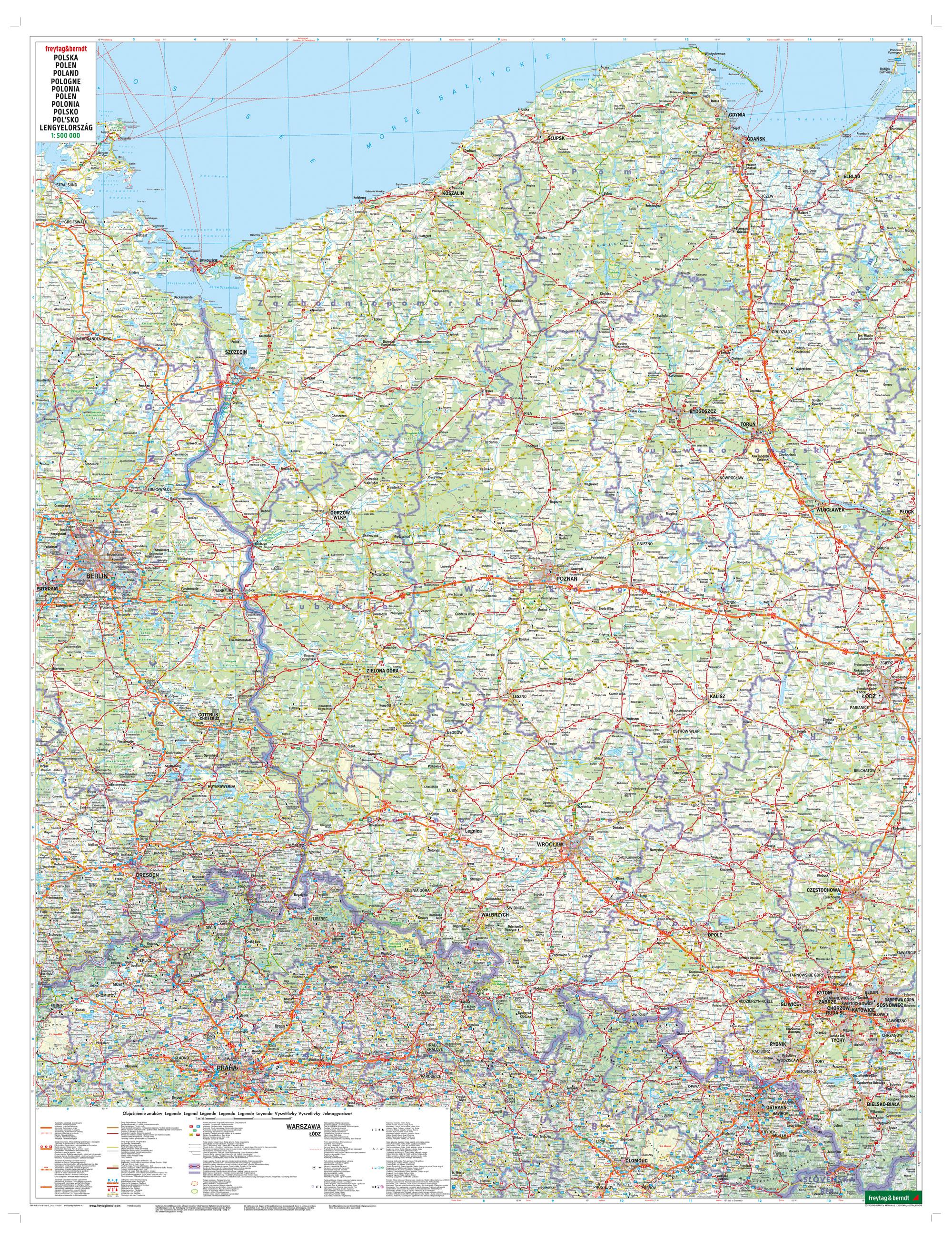 Beispielinhalt (Bild) Polen, Straßenkarte 1:500.000, freytag & berndt