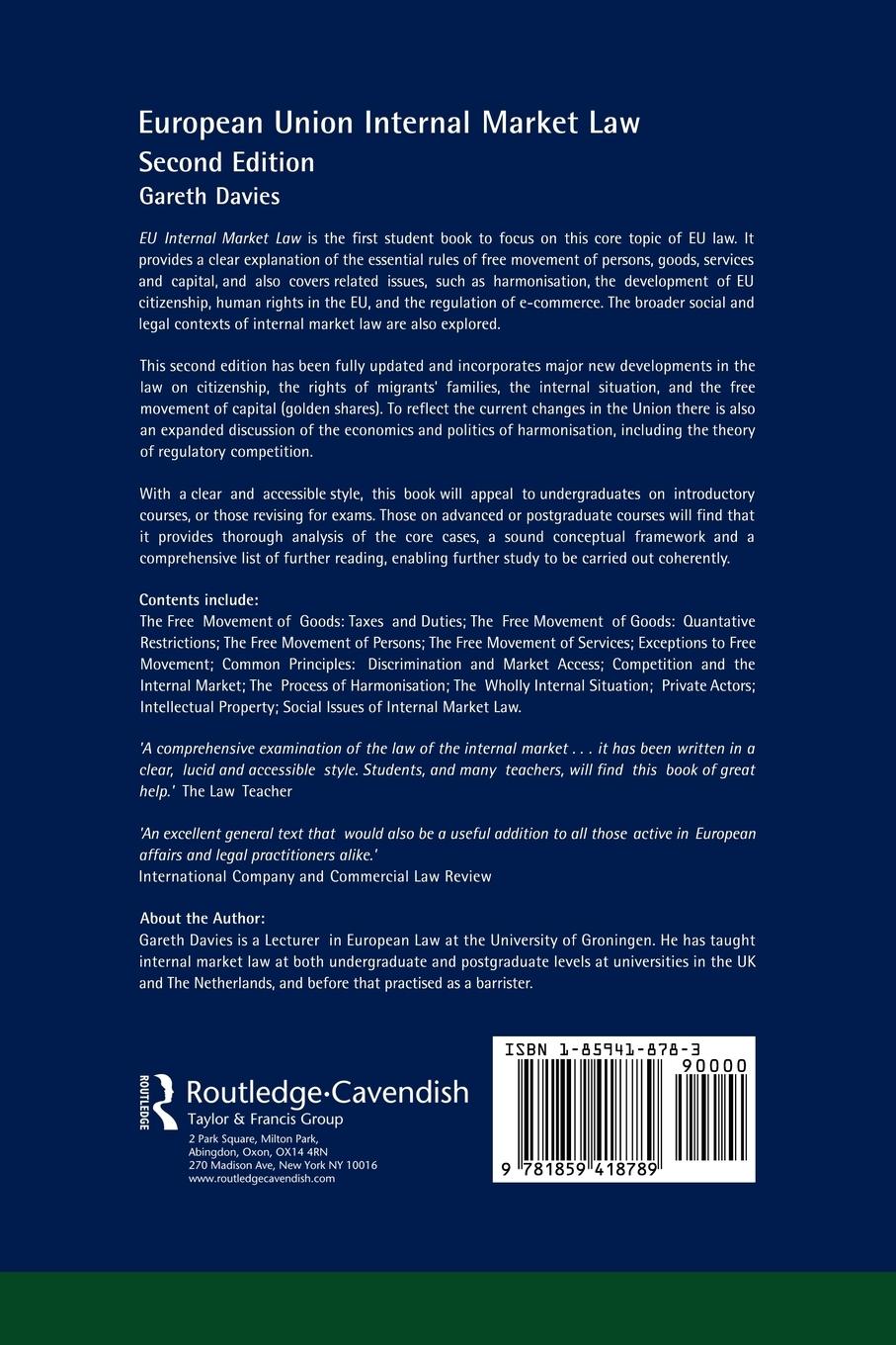 Rückseitencover European Union Internal Market