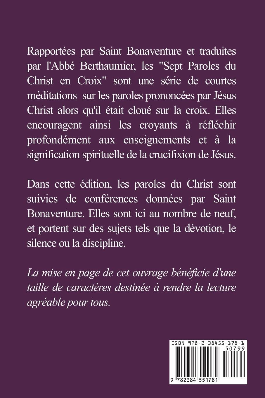 Rückseitencover Les sept paroles de Jésus en Croix