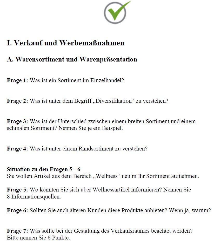 Beispielinhalt (Bild) Top Prüfung Verkäuferin / Verkäufer - 300 Testfragen für die Abschlussprüfung
