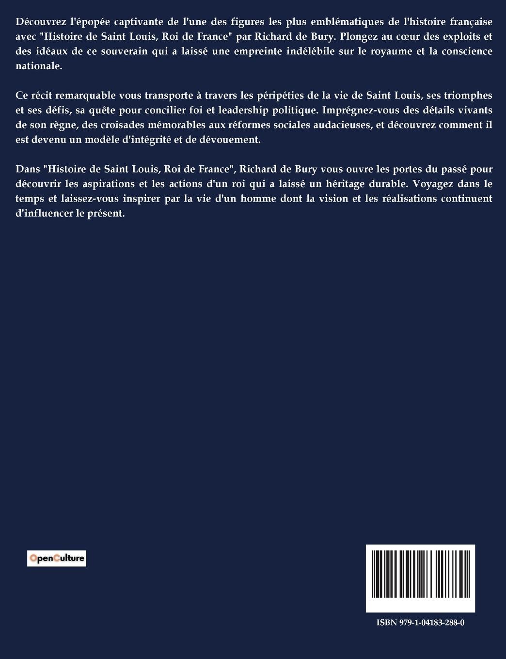 Rückseitencover HISTOIRE DE SAINTLOUIS, ROI DE FRANCE