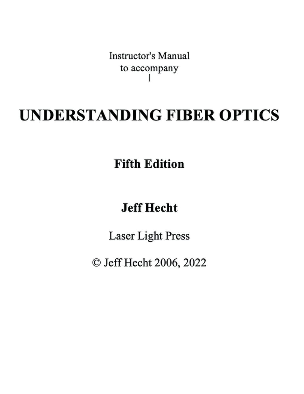 Vorderes Coverbild Instructor's Guide to Accompany Understanding Fiber Optics Fifth Edition