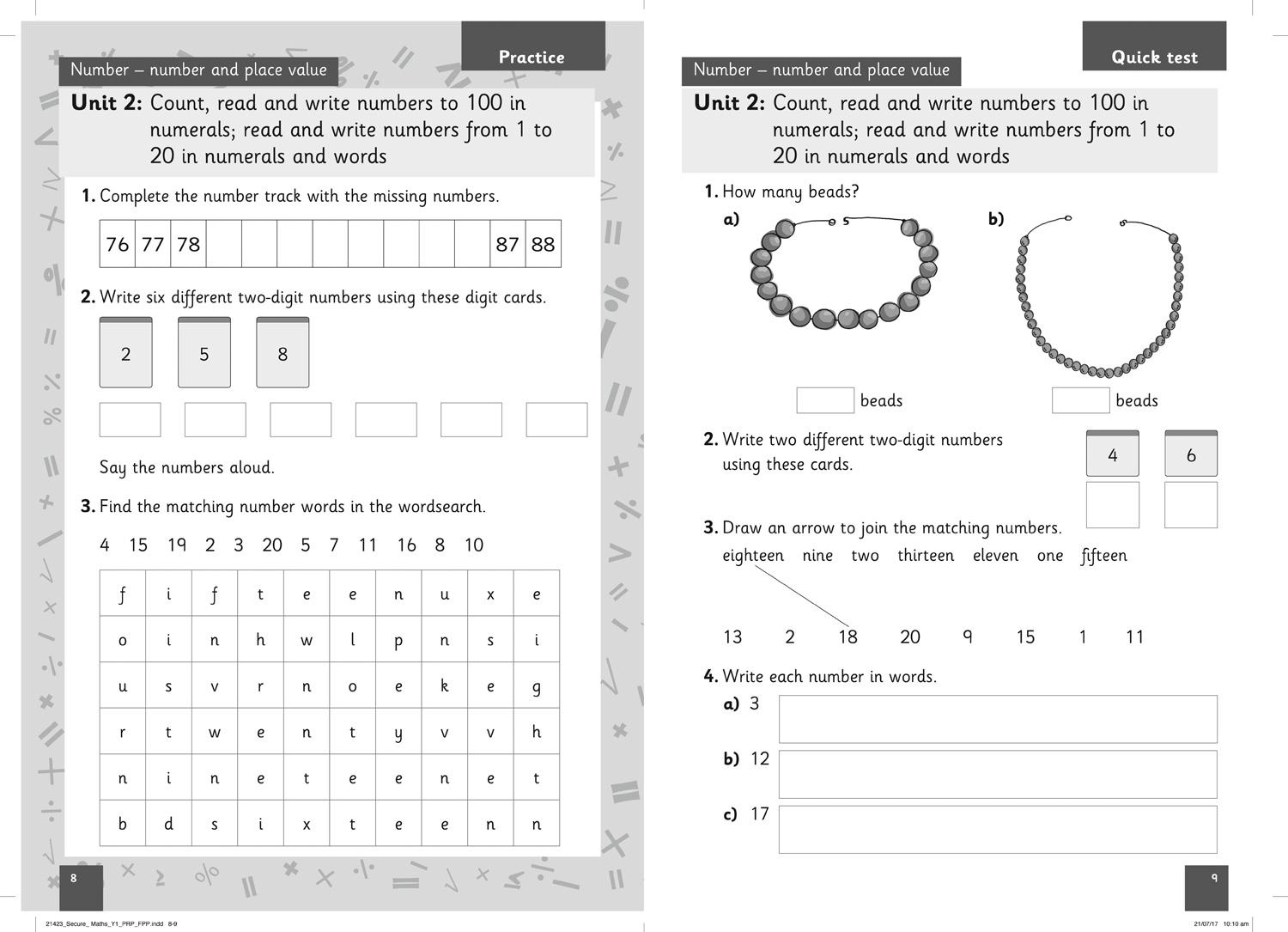 Beispielinhalt (Bild) Secure Year 1 Maths Pupil Resource Pack