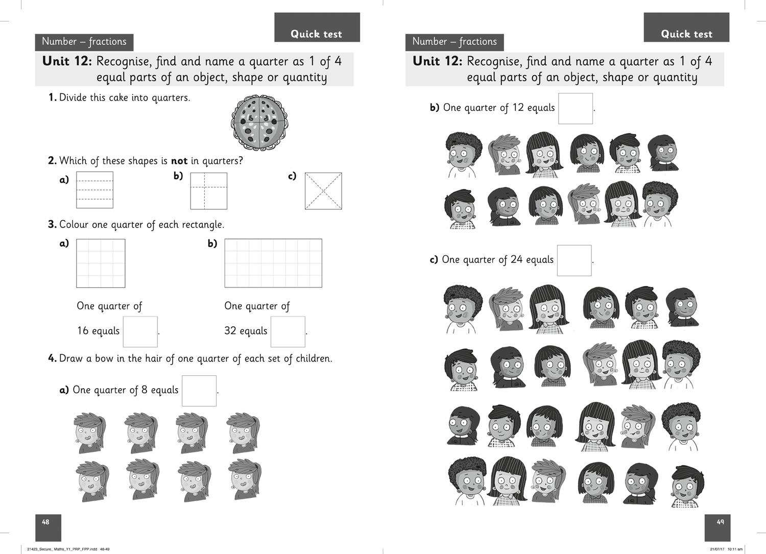Beispielinhalt (Bild) Secure Year 1 Maths Pupil Resource Pack