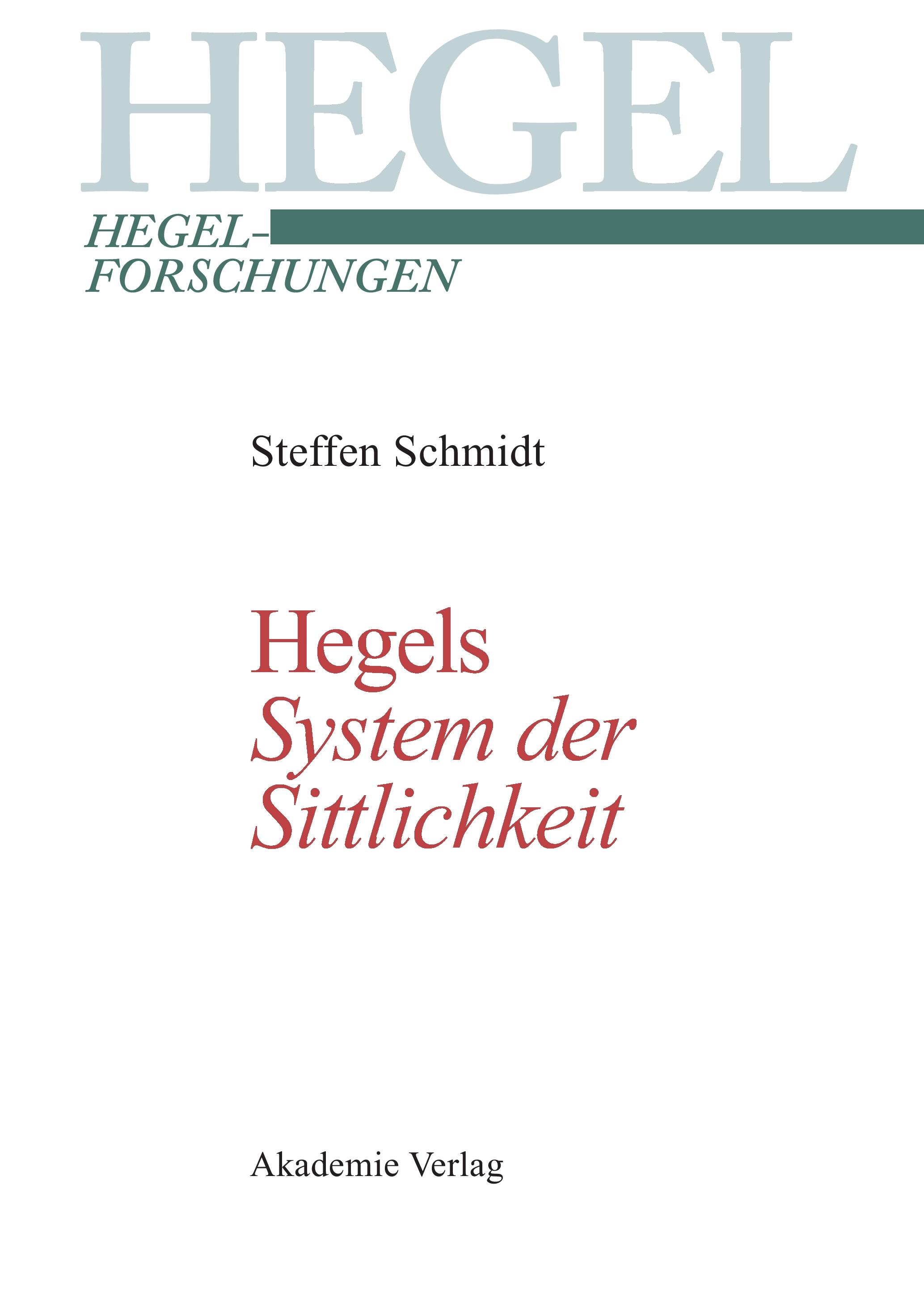 Vorderes Coverbild Hegels "System der Sittlichkeit"