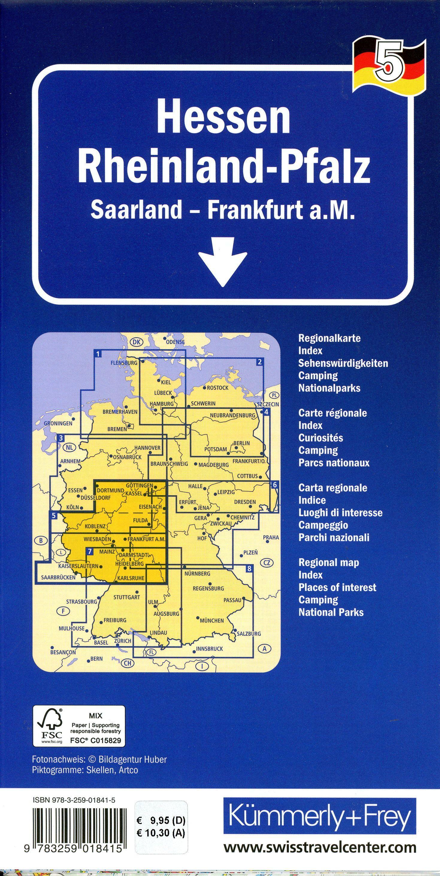 Beispielinhalt (Bild) Kümmerly+Frey Regional-Strassenkarte 5 Hessen, Rheinland-Pfalz 1:275.000